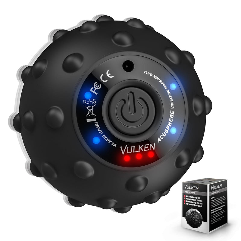 [Australia] - Vulken Acusphere 4 Speed High Intensity Vibrating Massage Ball for Muscle and Fitness, Performance Improvement and Trigger Point Release Black 