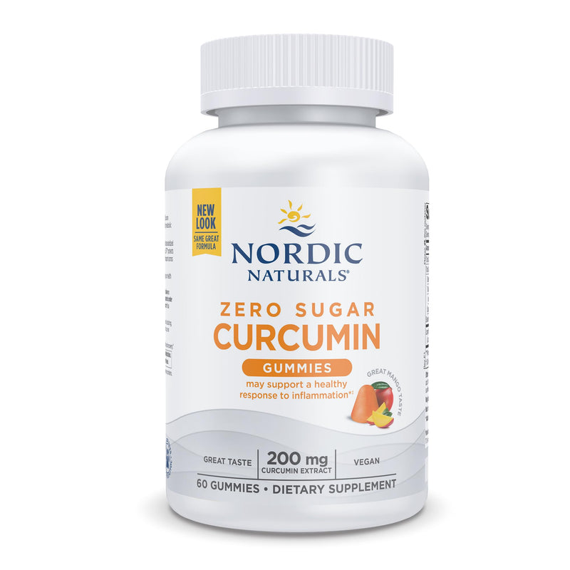[Australia] - Nordic Naturals Zero Sugar Curcumin Gummies, Mango - 60 Gummies - 200 mg Optimized Curcumin Extract - Great Taste - Antioxidant Support, Healthy Metabolic Balance - Non-GMO, Vegan - 30 Servings 