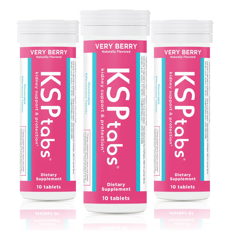 Very Berry All Natural Hydration & Kidney Health Supplement to Combat Calcium Oxalate Crystal Formation, 3 Pack Verry Berry