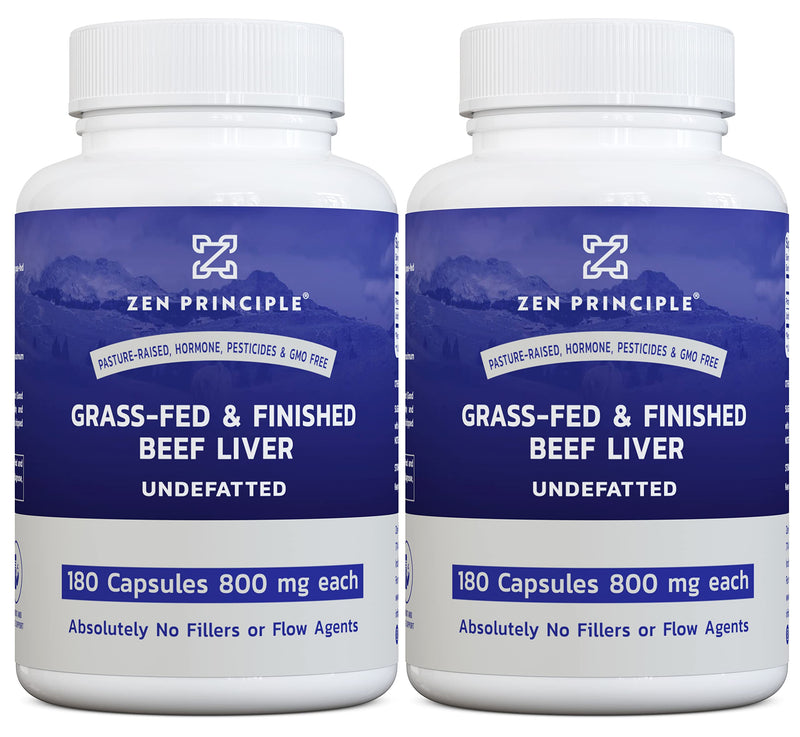[Australia] - Zen Principle Beef Liver Supplement Grass-Fed, Pasture-Raised Cows. Desiccated Liver Supplement, No Hormones or GMO. Natural Energy from Iron, Protein, Vitamins. 2-Pack, 360 Capsules. 