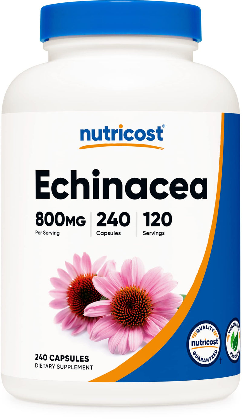 [Australia] - Nutricost Echinacea 800mg, 240 Capsules - Vegetarian Caps, Non GMO, Gluten Free, 120 Servings Unflavored 240 Count (Pack of 1) 