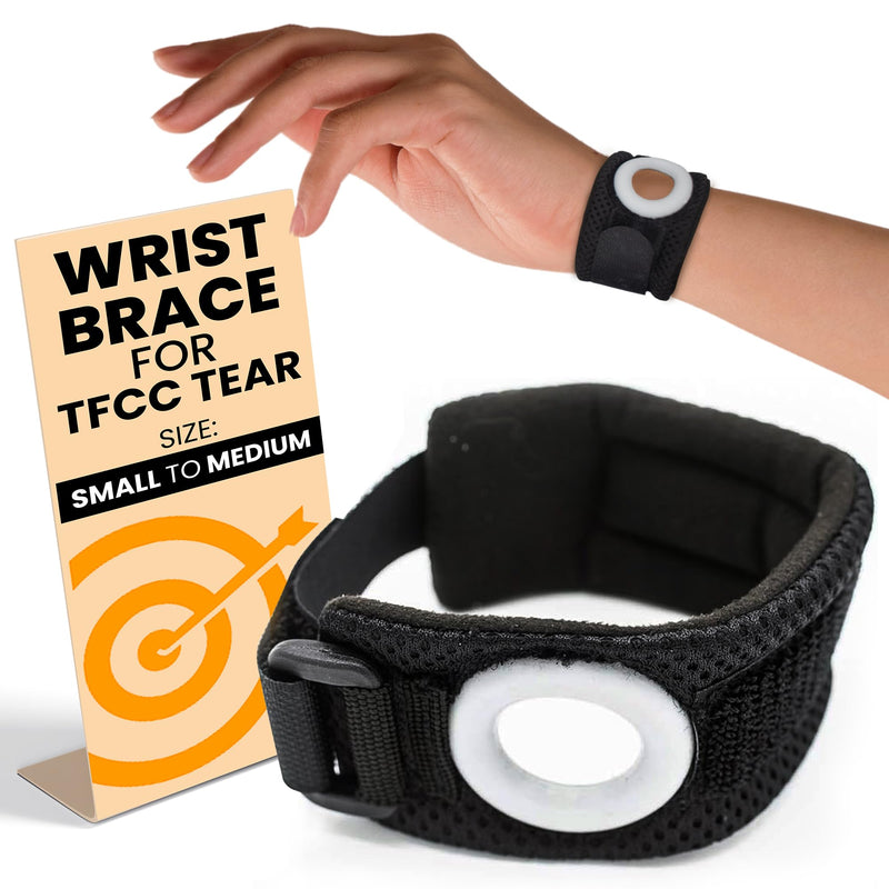 [Australia] - BULLSEYE Wrist Band with Silicone Ring – Stabilizer for Ulnar Sided Wrist Sprain, TFCC Tears, DRUJ Instability, Pinky Pain, Tendinitis, Repetitive Use Injuries, and Joint Support - Size S/M (14-18 cm) 