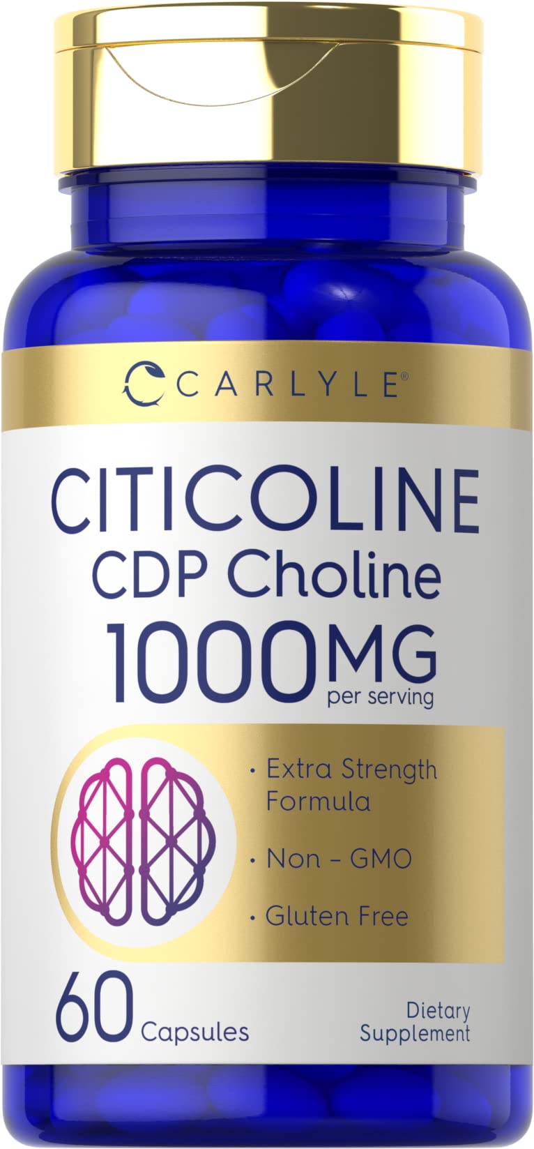 [Australia] - Carlyle Citicoline CDP Choline 1000mg | 60 Capsules | Extra Strength Formula | Non-GMO, Gluten Free Supplement 