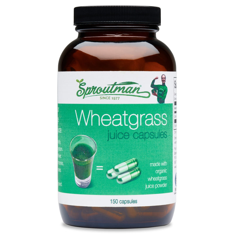 [Australia] - Organic Wheatgrass Juice Powder Capsules by Sproutman - 100% Pure Wheatgrass - Aids Digestion - High in Vitamins, Antioxidants, Chlorophyll, Enzymes, Minerals & Energy (150 Pills) 