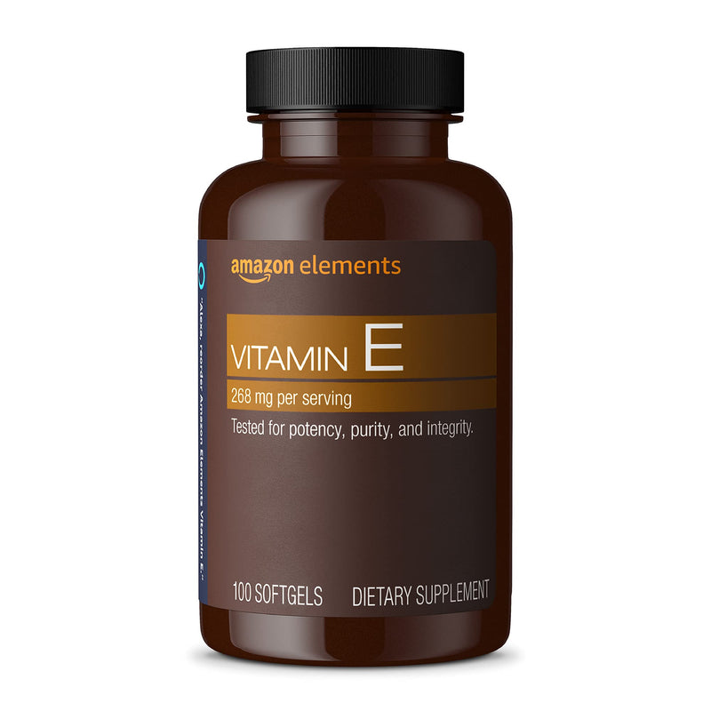 Amazon Elements Vitamin E, 400 IU, 100 Softgels, 100 days of supply (Packaging may vary) 100 Count (Pack of 1)