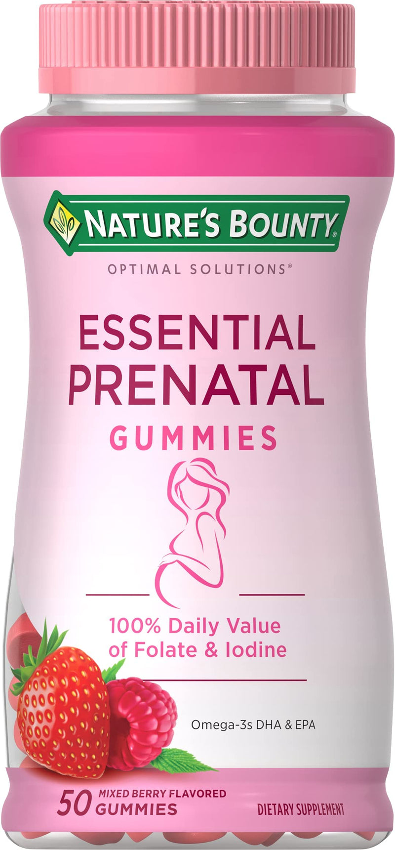 [Australia] - Nature's Bounty Optimal Solutions Essential Prenatal Gummies, Folic Acid and Iodine, Omega 3 and DHA, 50 Count, 25 Total Servings 50 gummies 