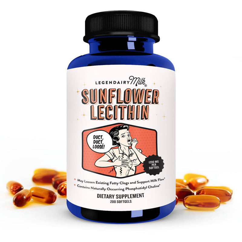 [Australia] - Legendairy Milk Sunflower Lecithin, 1200mg Organic Sunflower Lecithin Supplement for Clogged Milk Ducts, Made in USA, 200 Softgels 