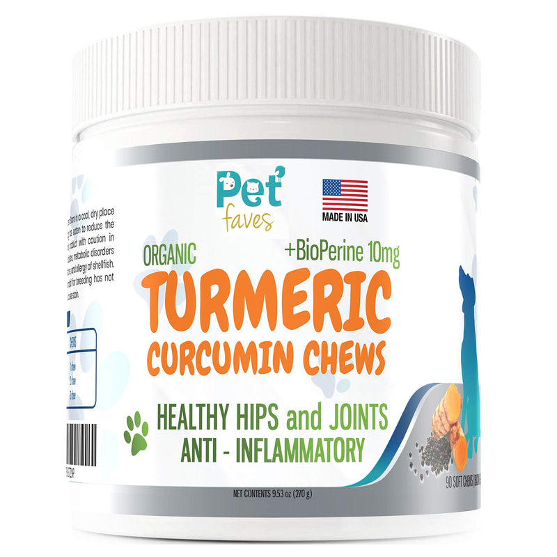 Natural Dog Hip & Joint Supplement for Dogs Arthritis Pain Relief. Turmeric Curcumin with Black Pepper for Anti Inflammatory. Tumeric MSM Glucosamine Chondroitin for Dogs Healthy Joints - 90 Chews - PawsPlanet Australia