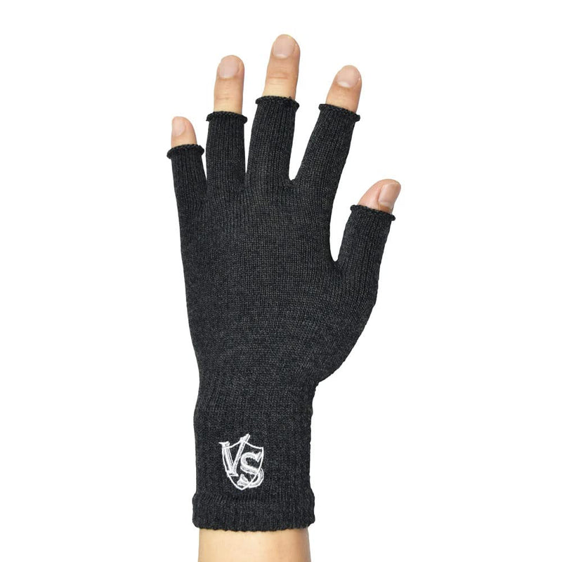[Australia] - VITAL SALVEO Fingerless Recovery Gloves Stretchy Hands Office Unisex Half Finger Typing Texting Circulation Gloves (Pair) Dark Grey Large 