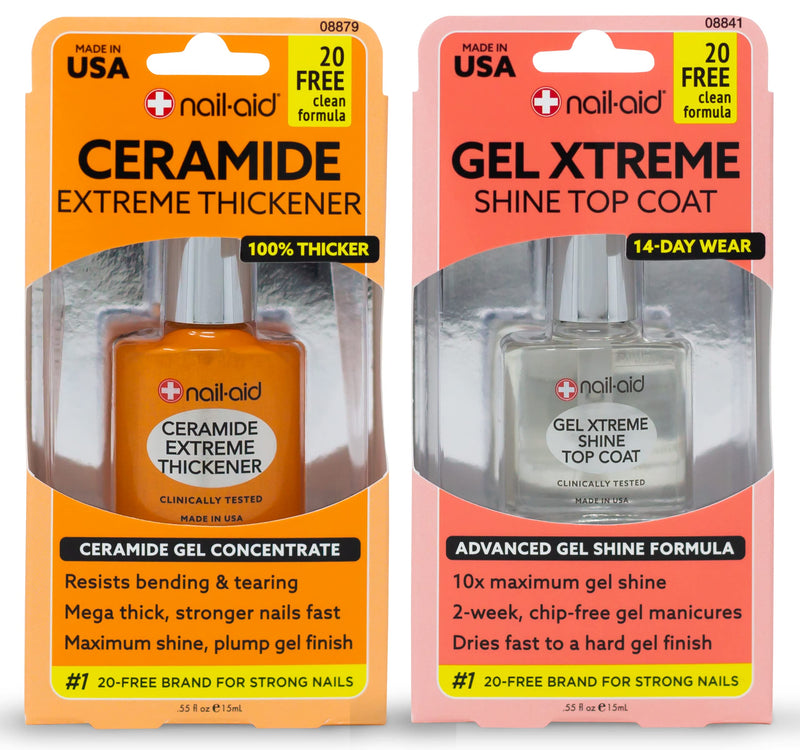 NAIL-AID Ceramide Extreme Thickener + Gel Top Coat, Clear, 2 Count 1.1 Fl Oz (Pack of 1)