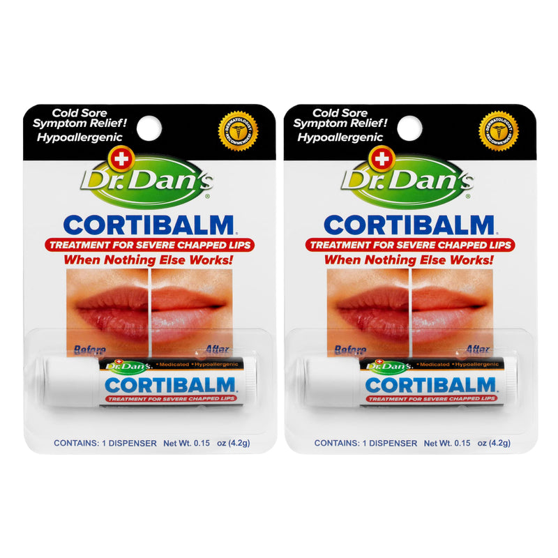 Dr. Dan's Cortibalm Hydrating Lip Balm with 1% Hydrocortisone for Dry Lips | Healing Lip Balm with Beeswax & Vitamin E, Lip Repair for Severely Chapped Lips, Dry Lips Repair, Moisturizing Hydrating 0.14 Ounce (Pack of 2)