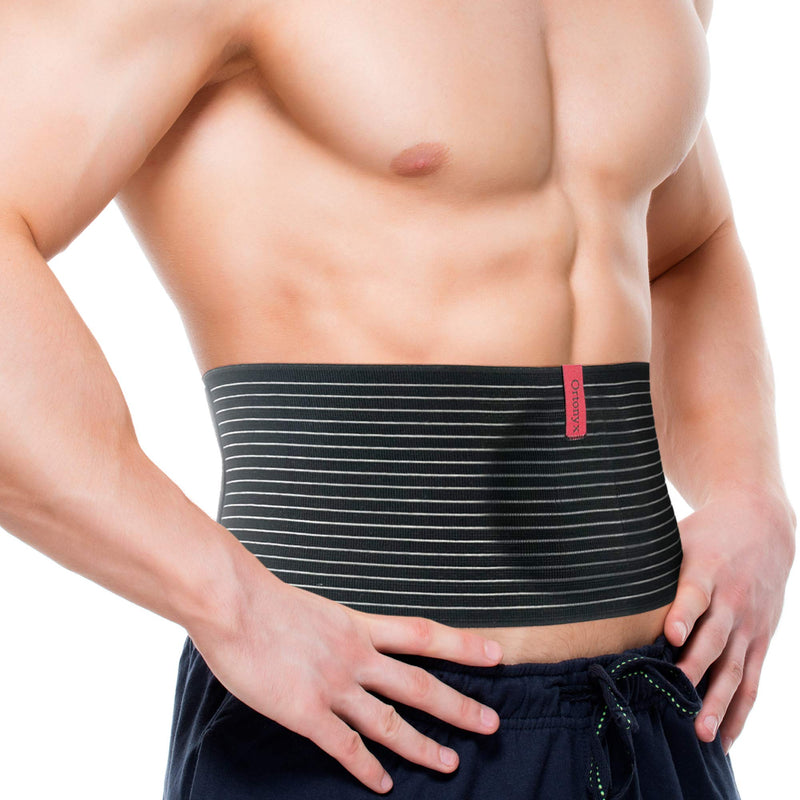 [Australia] - ORTONYX Umbilical Hernia Belt for Men and Women - Abdominal Support Binder with Compression Pad - Navel Ventral Epigastric Incisional and Belly Button Hernias Surgery Prevention Aid (Large-XXL) Black L/XXL (35.8"-49.2") 