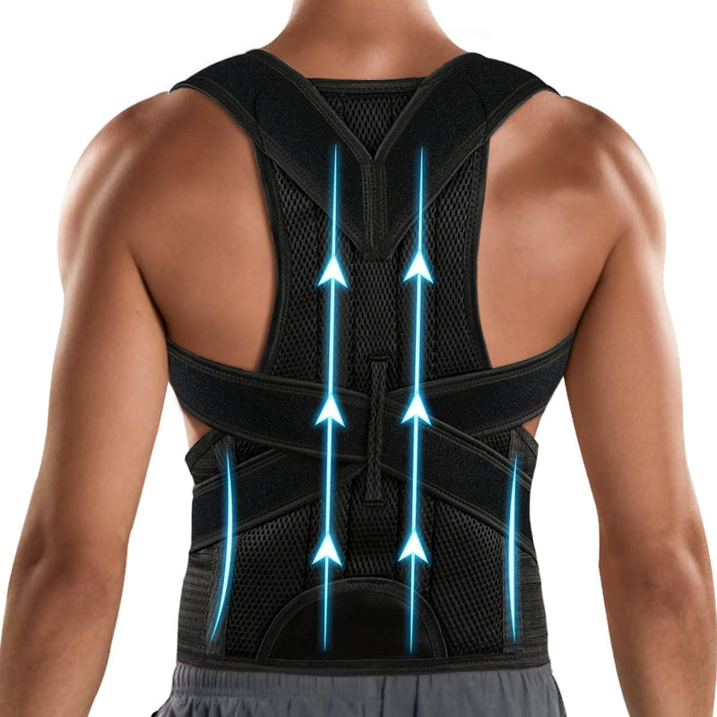 [Australia] - ORTONYX Full Back Support Brace with Removable Dorso-Lumbar Pad - Upper and Lower Back Pain Relief, Thoracic Kyphosis, Rounded Shoulders, Posture Correction/M Medium (Pack of 1) Black 