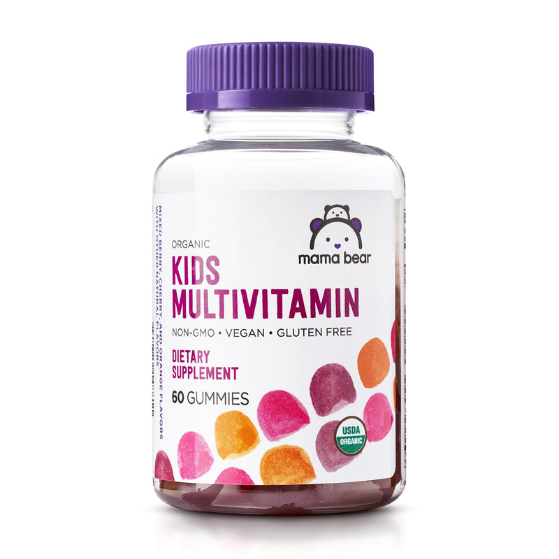 Amazon Brand - Mama Bear Organic Kids Multivitamin Gummies, Berry, Cherry & Orange, 60 Count, 1 Month Supply (Packaging May Vary) 60 Count (Pack of 1)