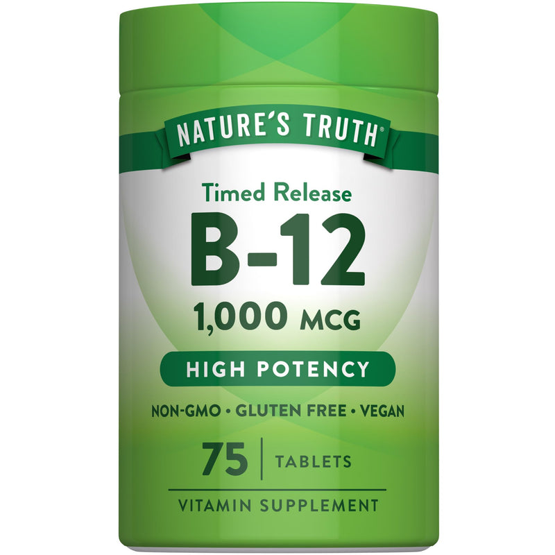 Nature's Truth Vitamin B12 1000 mcg | 75 Timed Release Tablets | Vegan, Non-GMO & Gluten Free Supplement 75 Count (Pack of 1)