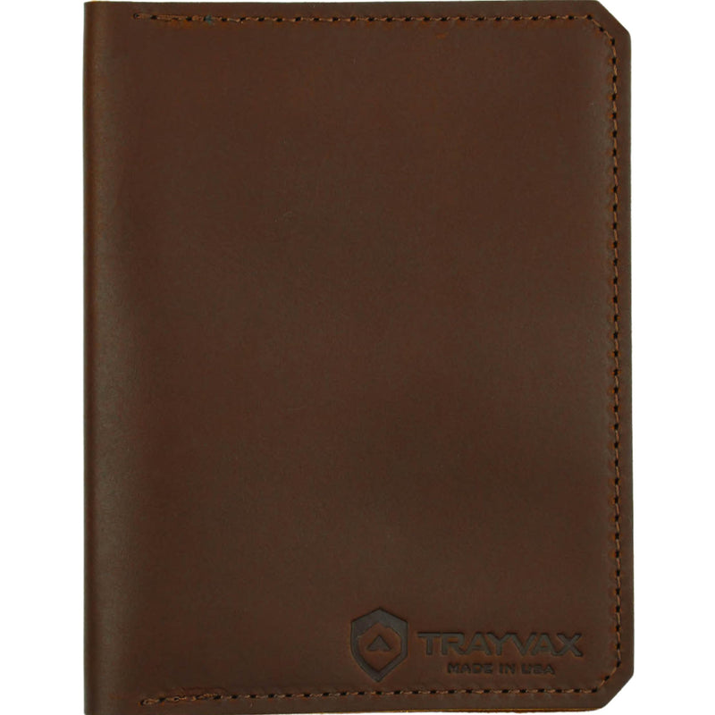 Trayvax Explorer Passport Holder, Small Leather Travel Wallet with Credit Card Slots and Cash Sleeve for Men and Women, Brown