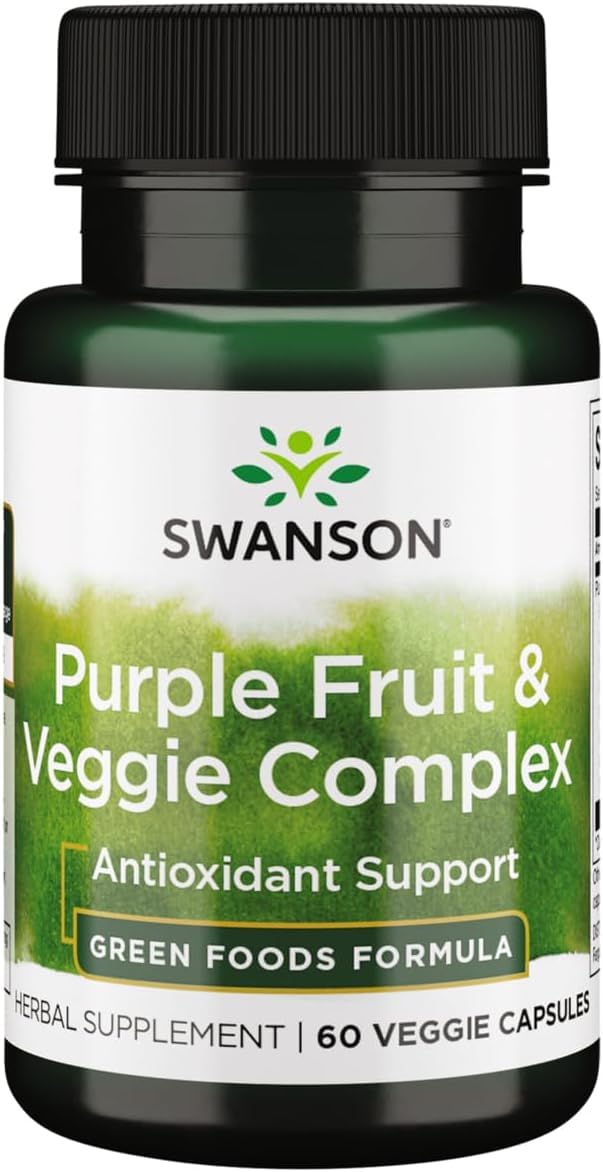 Swanson Whole Food Purple Antioxidants Complex, 400 mg, 60 Veg Capsules | Fruit and Veggie Complex Supporting Cellular and Liver Detoxification, Boosts Anthocyanins and Antioxidant Activity 60 Count (Pack of 1)