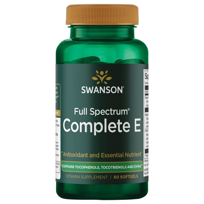 Swanson Full Spectrum Vitamin E with Tocotrienols, 60 Softgels | With Tocotrienols, Promotes Heart Health and Cellular Health Support, Natural Supplement for Overall Wellness 60 Count (Pack of 1)