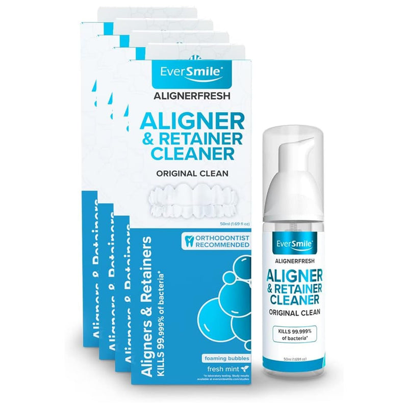 [Australia] - EverSmile AlignerFresh Original Clean Foam – Cleaner Compatible w/Invisalign and All Clear Aligners & Retainers – Eliminates Bacteria, Whitens Teeth, Fights Bad Breath – 50ml (4 Pack) 1.69 Fl Oz 4 Pack 