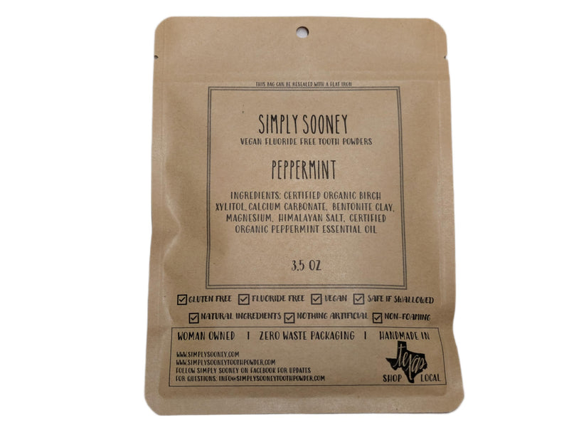 [Australia] - Zero Waste up to 6 Month Supply Organic Vegan Fluoride Free Tooth Powder Peppermint Flavor- Ships Without Any Plastic Packaging I Natural Whitening I Stronger Teeth 