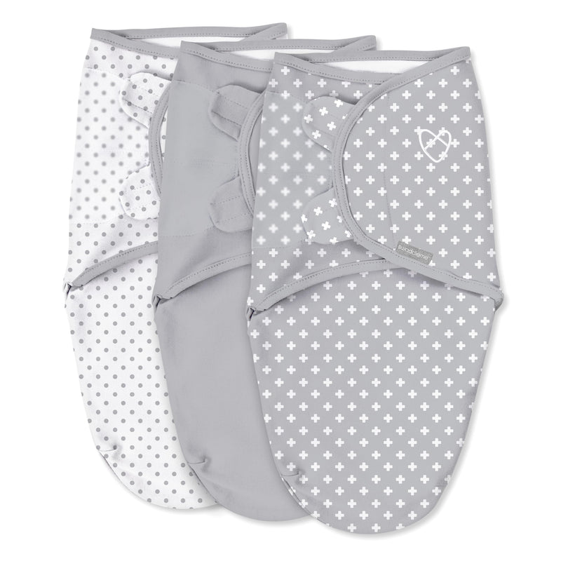 [Australia] - SwaddleMe by Ingenuity Original Swaddle, 100% Cotton, Improves Sleep & Calms Startle Reflex, 0-3 Months, 3-Pack - Criss Cross Polka Dot Polk Dot 3pk 