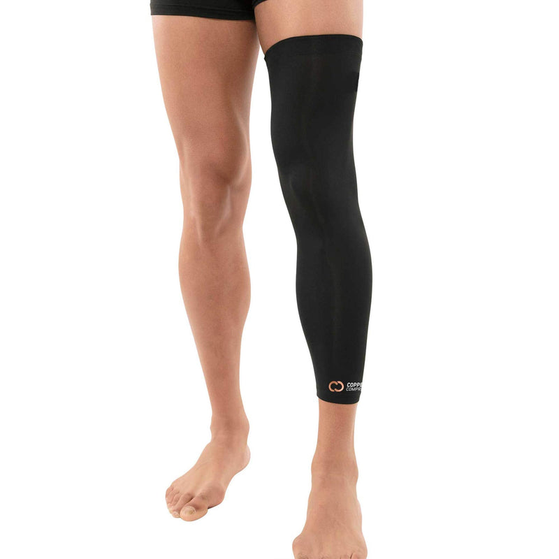 [Australia] - Copper Compression Leg Compression Sleeve - Copper Infused Knee Stabilizer Brace for Running, Meniscus Tear, ACL, MCL, Arthritis, Joint Pain Relief - Thigh & Calf Support for Men & Women Medium Black 