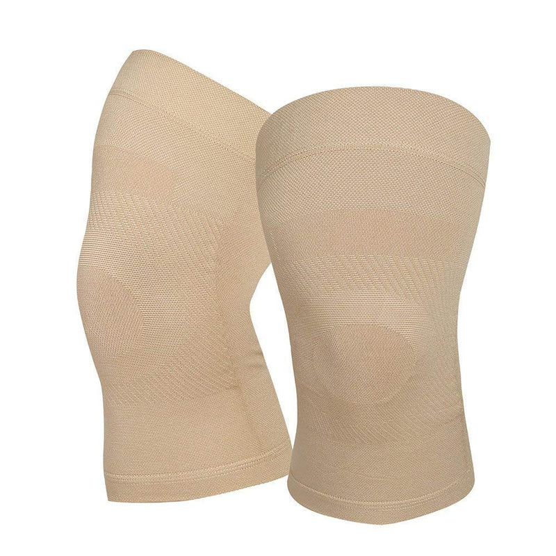Knee Compression Sleeves, 1 Pair, Can Be Worn Under Pants, 20-30mmHg Strong Support Knee Brace for Unisex, Knee Support for Meniscus Tear, Arthritis, Pain Relief, Injury Recovery, Daily Wear, Beige L Large (1 Pair)