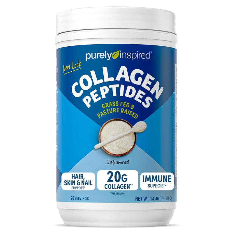 Purely Inspired Collagen Powder for Women & Men, Unflavored (20 Servings) | 20g Hydrolyzed Collagen Peptides Protein Powder - Grass-Fed & Pasture Raised Supports Hair, Nail, Skin, Bone, & Joint Health 14.46 Ounce (Pack of 1)