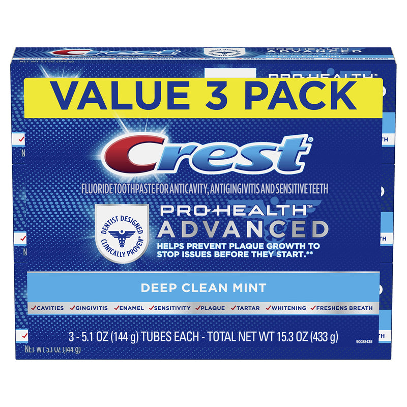 [Australia] - Crest Pro Health Advanced Deep Clean Toothpaste, Mint, 5.1 Ounce, Pack of 3 Newer Version 