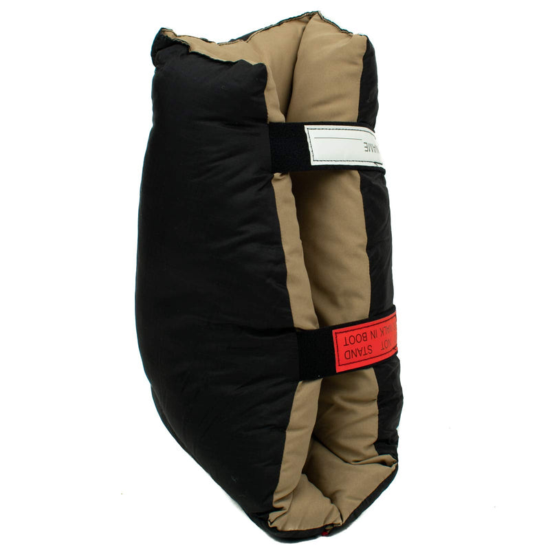 [Australia] - Rolyan Boot Pillow, Black/Tan Mid-Calf, Comfortable Heel Cushion Supports Ankle and Heel for Sleeping or Sitting, Pillow Fabric Keeps Skin Safe and Reduces Friction, Straps Help Stabilize Ankle 