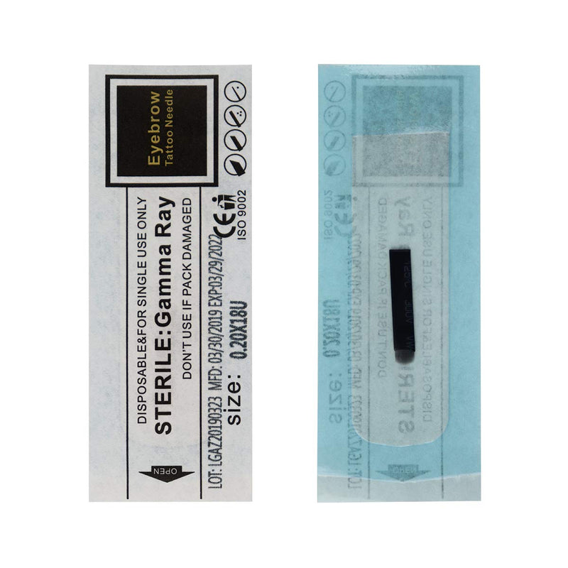 [Australia] - Guapa 100 Pcs Black Disposable Microblading Blade U 0.20mm Permanent Makeup Manual Hair Strokes Tattoo Needle (U18) 1 Count (Pack of 100) 