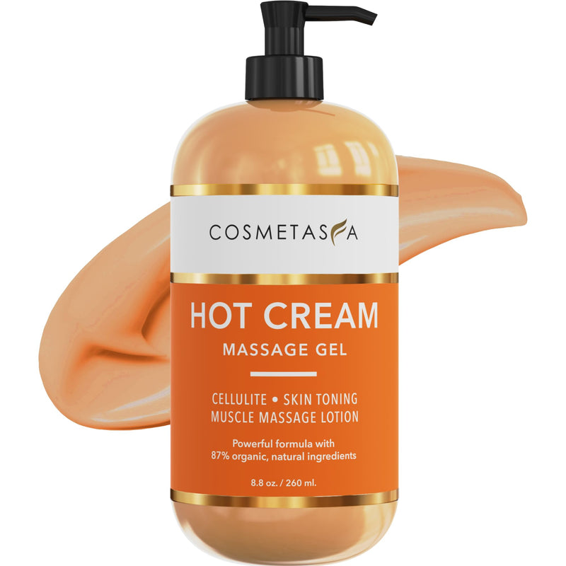 [Australia] - Cosmetasa Hot Cream Massage Gel - Natural and 87% Organic Cellulite Cream - Multi Use, Skin Toning Cream, Soothes Aches, for Sore Joints and Muscle - 8.8 Oz 8.8 Ounce (Pack of 1) 