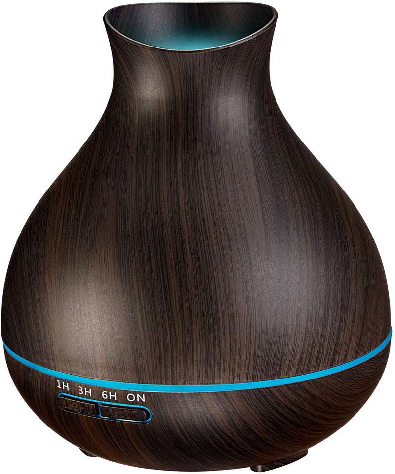 [Australia] - BZseed Aromatherapy Essential Oil Diffuser, 550ml Ultrasonic Fragrant Oil Large Room Humidifier, Diffusers for Home with Timer and Waterless Auto-Off, 7 Color LED Lights,Cool Mist Humidifiers Dark Brown 