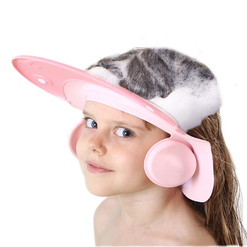 [Australia] - Shower Cap for Kids, Baby Shower Cap bath wash Shampoo rinser shield Hat Adjustable head hair Visor Protection Toddler and Children,Prevent water from entering eyes and ears(Pink) Pink 