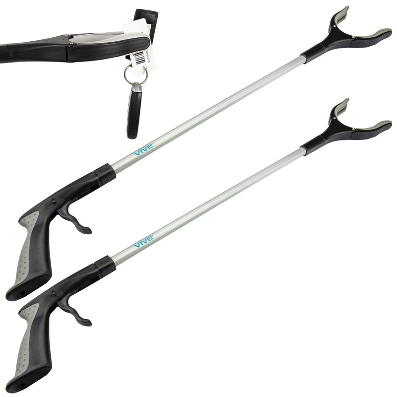 [Australia] - Vive Reacher Grabber Tool - 32" Extra Long Pickup Aid (2 Pack) - Trash Picker Upper, Rotating Hand, Heavy Duty Grip Arm - Reaching Assist for Litter, Elderly, Garden Nabber, Disabled, Handicap Arm 2-Pack 
