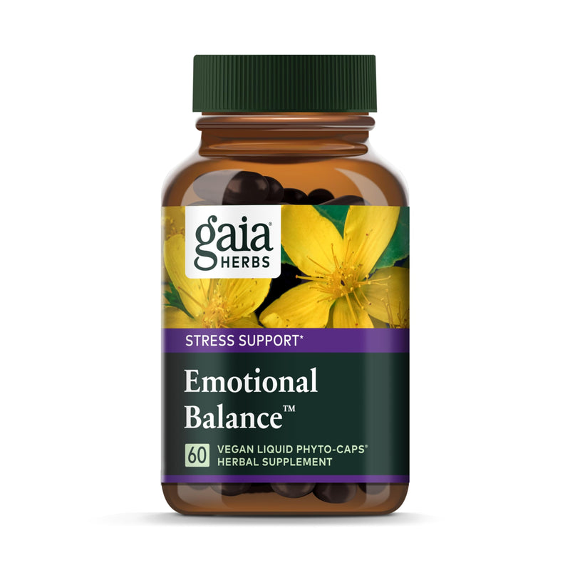 [Australia] - Gaia Herbs Emotional Balance - Stress Support Supplement to Help The Body Cope with Stress - with St. John’s Wort, Passionflower, Vervain, and Oats - 60 Vegan Liquid Phyto-Capsules (20-Day Supply) 