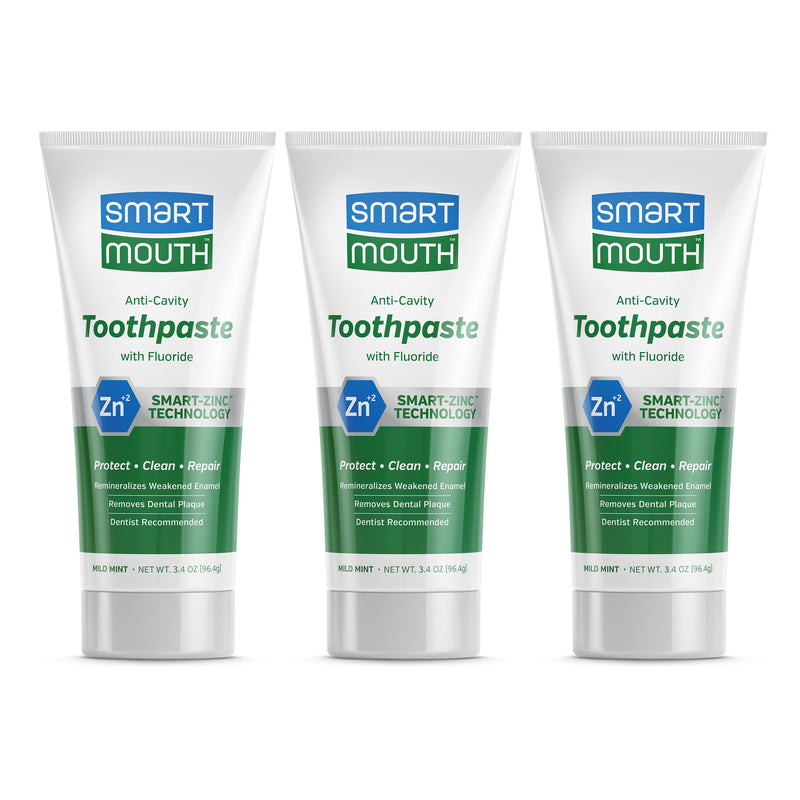 [Australia] - SmartMouth Premium Zinc Ion Toothpaste, Cavity, Enamel, and Plaque Help, Mild Mint, 3.4 oz, 3 Pack 3.4 Ounce (Pack of 3) 