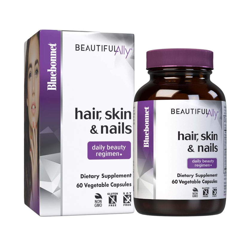 Bluebonnet Nutrition Beautiful Ally Hair, Skin & Nails, Hydrolyzed Collagen from Grass Fed Cows, Collagen Peptides Type 1 & 3, Non GMO, Gluten Free, Soy Free, Milk Free, Kosher, 60 Vegetable Capsules | Skin & Nails