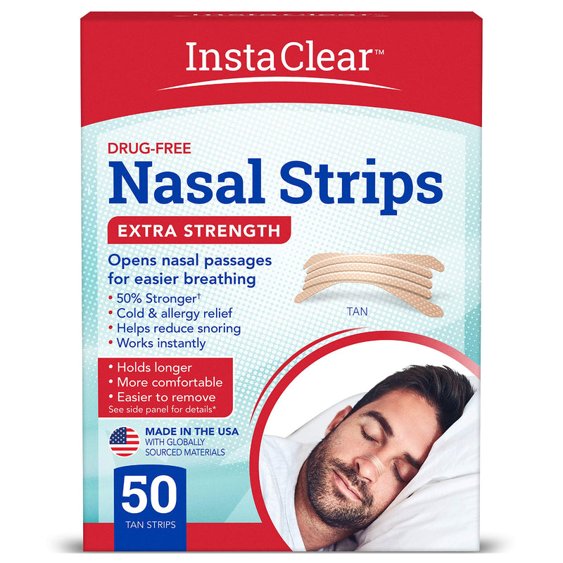 [Australia] - Extra-Strength Nasal Strips, Tan 50 ct | Works Instantly, Breathe Better, Nasal Congestion Relief, Stops Snoring, Cold & Allergy, Extra Strength Tan 