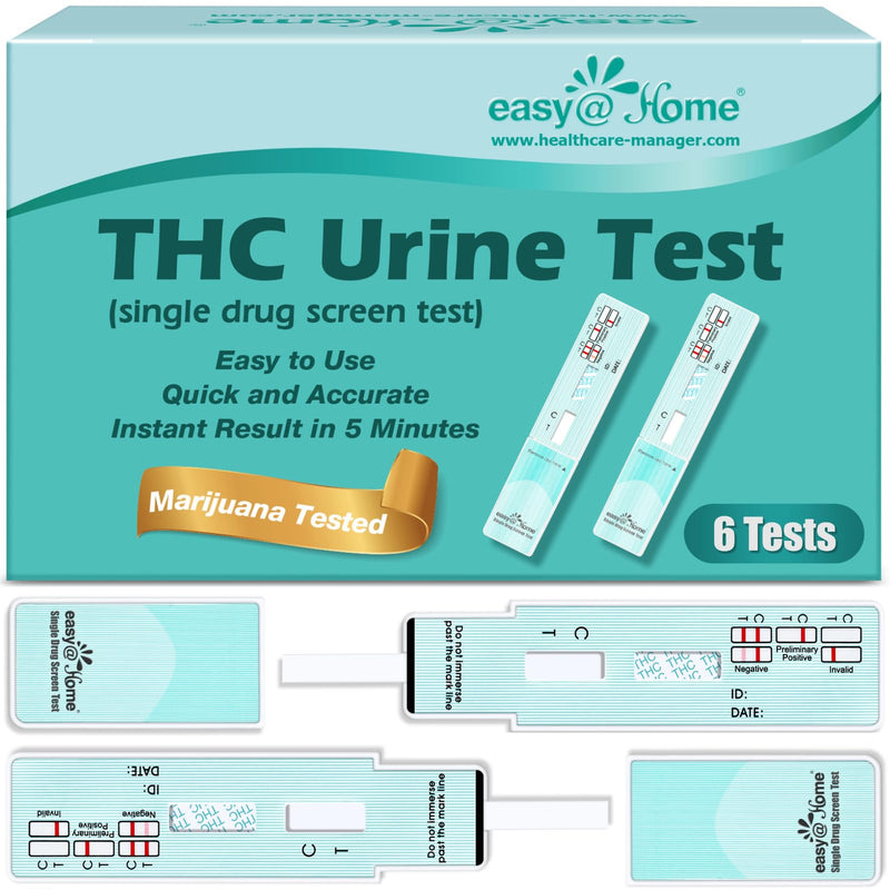 Easy@Home 6 Pack Marijuana Drug Test Kit - Urine THC Test for Home Use | THC Urine Tests (Cannabinoids Test) for Home Use, THC Detox Testing Kits 50ng/mL, Drug Testing Kit Track THC #EDTH-114