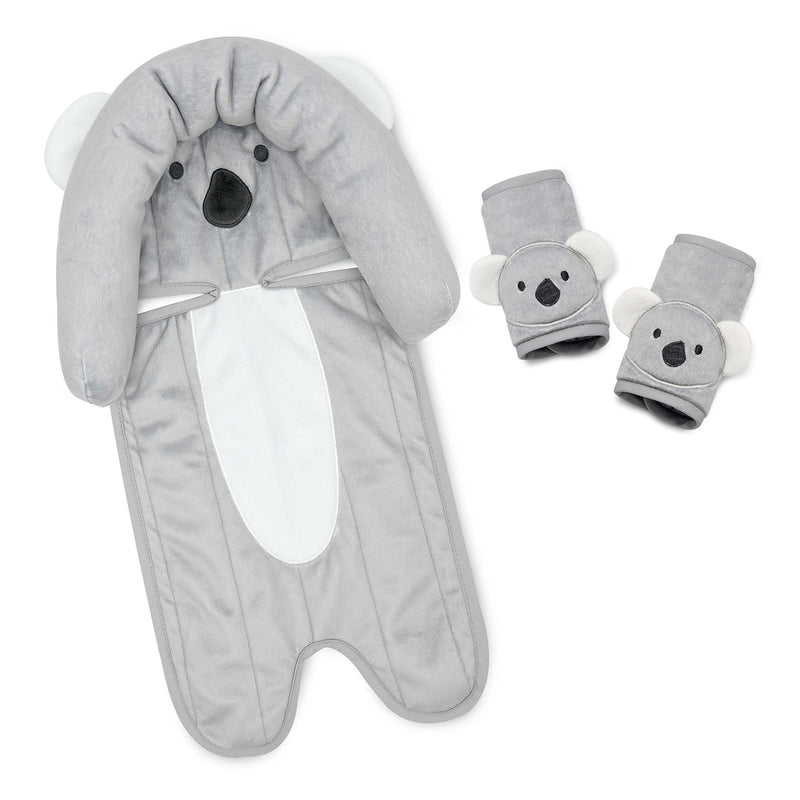 [Australia] - Travel Bug Baby & Toddler 3-Piece Head Support & Strap Covers Set for Car Seats, Strollers & Bouncers … (Koala) Grey/White 