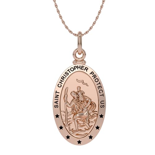 AFFY Saint Christopher Protect Us Pendant Necklace for Women Rose Gold