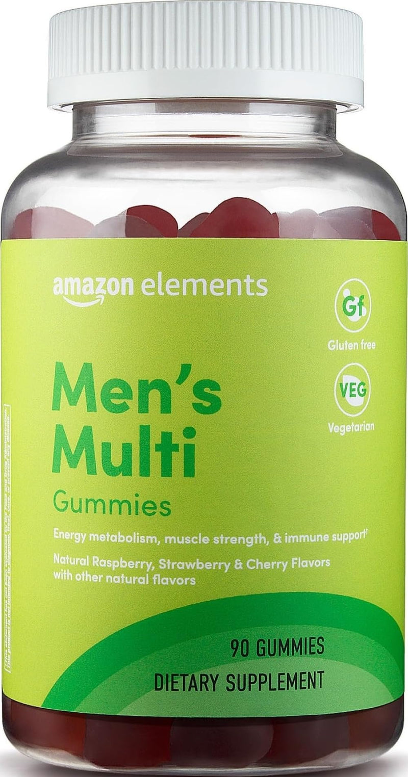 Amazon Elements - Men’s Organic Multivitamin, 90 Gummies (3 Gummies per Serving), Vegetarian, Gluten free, Certified Organic (Previously Revly) 90 Count (Pack of 1)