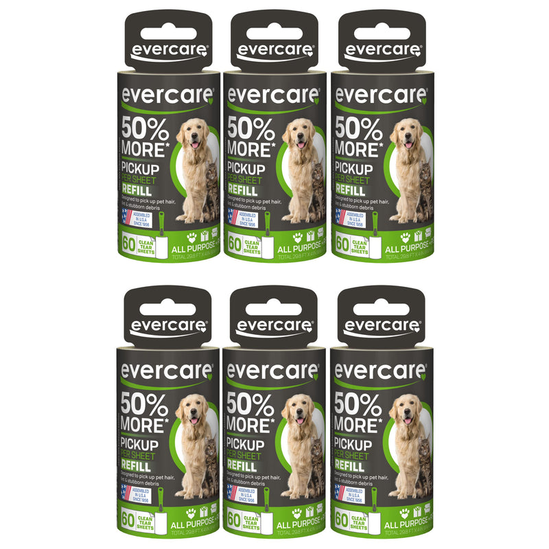[Australia] - Evercare Extra Sticky Pet Lint Roller Refill 60 Sheets, 6-Pack 