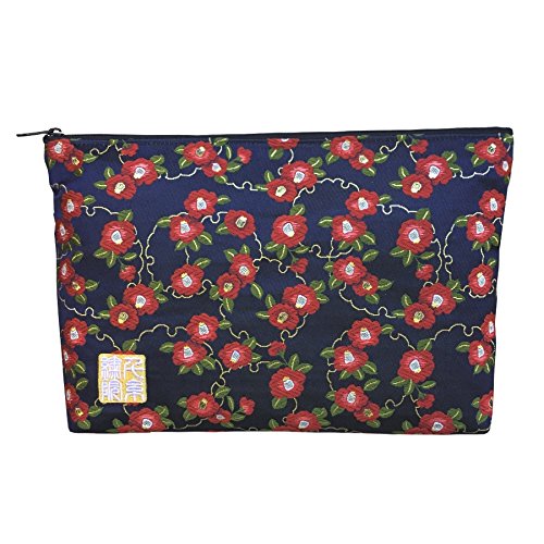 千糸繍院 Brocade zipper pouch, lined with Nishijin brocade, size L. (Konyukiwatsubaki) Konyukiwatsubaki