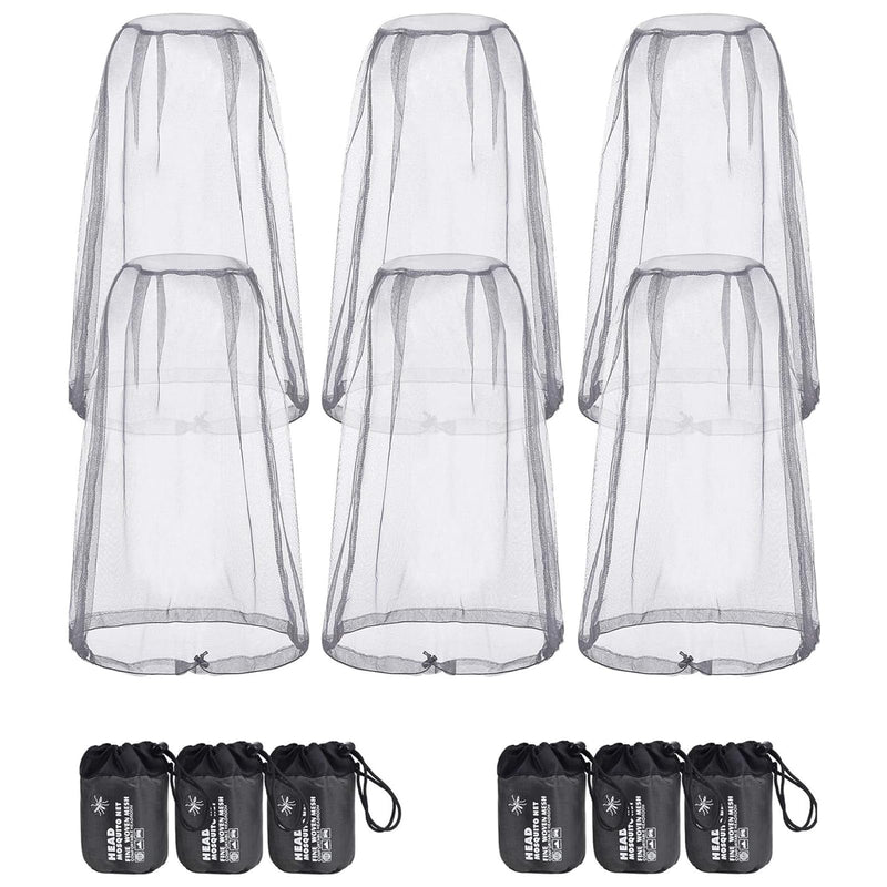 [Australia] - 6 Pack Mosquito Head Net Bug Head Net Insects Mesh Head Net for Outdoor Face Neck Head Protecting, Grey Gray 