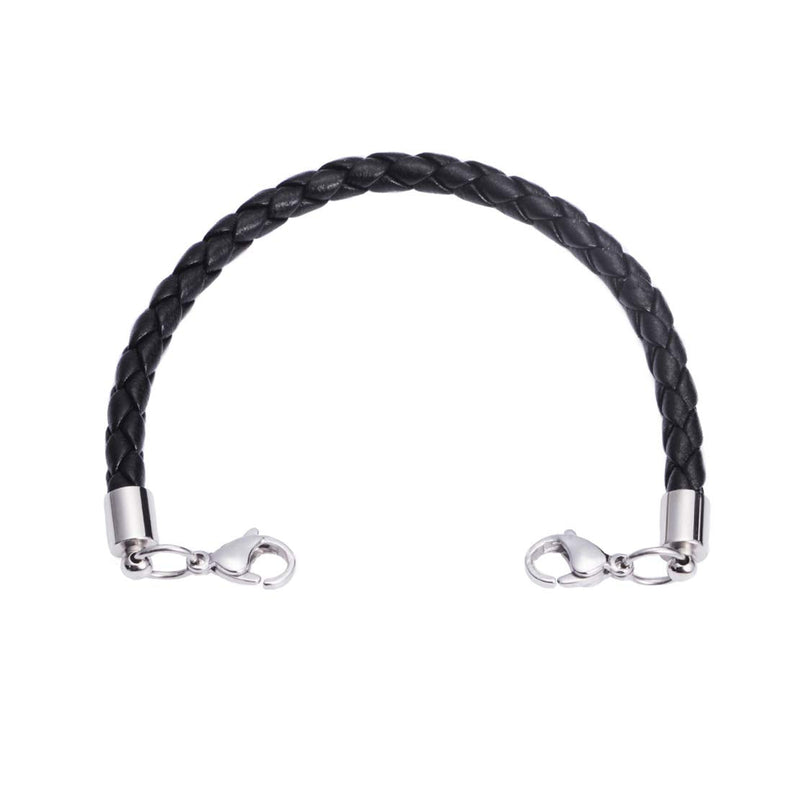 [Australia] - LinnaLove Stainless Steel Interchangeable chain for Medical Alert bracelets for Women and Men Leather-Black 6 Inches 