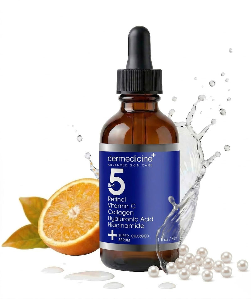 5 in 1 Face Serum with Retinol, Vitamin C, Collagen, 1 fl oz / 30 ml | Also with hyaluronic acid and niacinamide, may help improve the appearance of fine lines and dark spots 1 Fl Oz (Pack of 1)