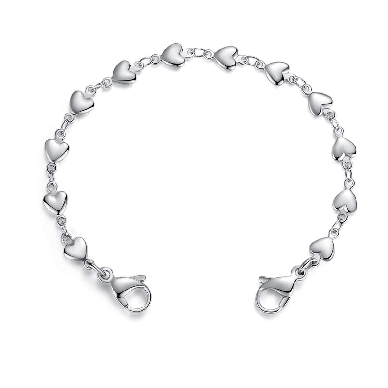 [Australia] - LinnaLove Heart Link Stainless Steel Interchangeable Medical Alert Bracelet 5.5 Inches 