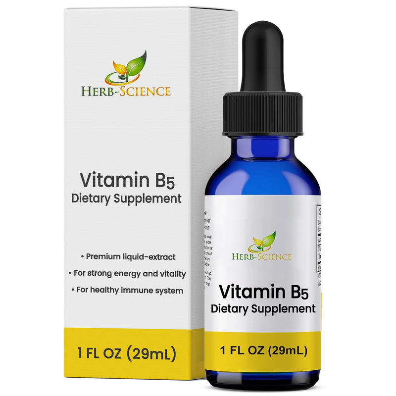 Liquid Vitamin B5 Drops, Pantothenic Acid Supplement, Alcohol Free, Vegan, Non-GMO Liquid Formula, 1 Fl Oz | Made with Only 3 Premium Ingredients, Vegan and Non-GMO, in an Easy-to-Take Liquid Formula Bottled in Protective Cobalt Glass 1 Fl Oz (Pack of 1)